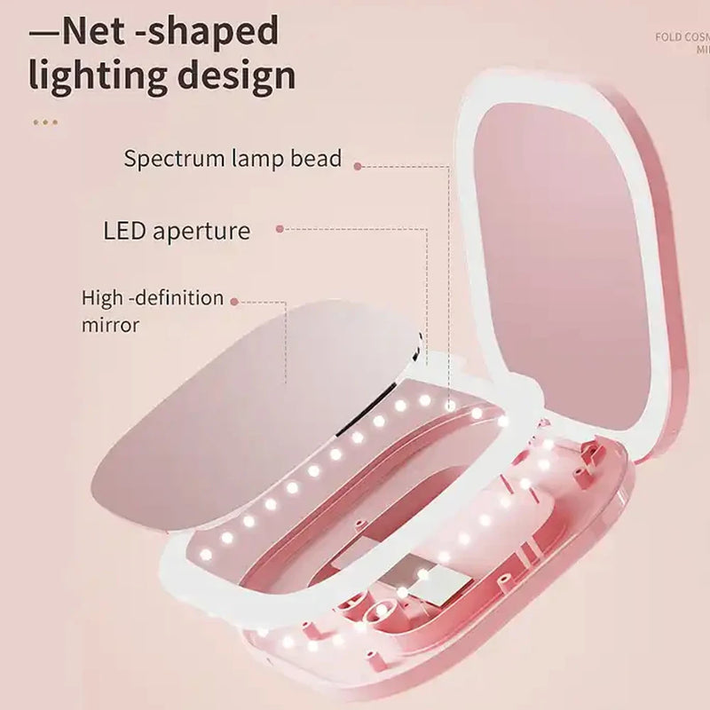 Espelho de Maquiagem LED Portátil